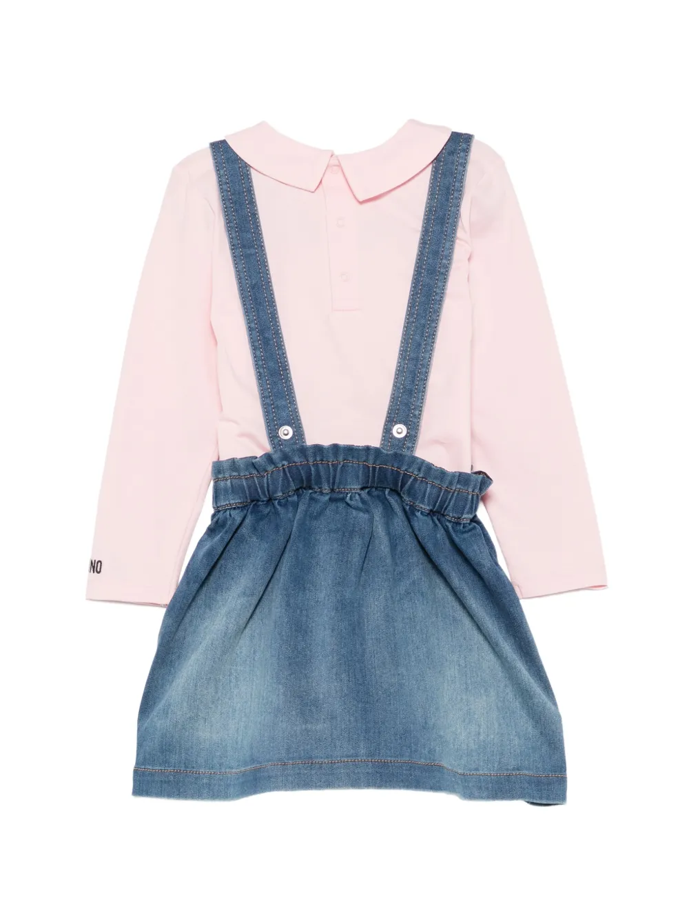 Moschino Kids Teddy Bear denim jurkset met krijtstreep Roze