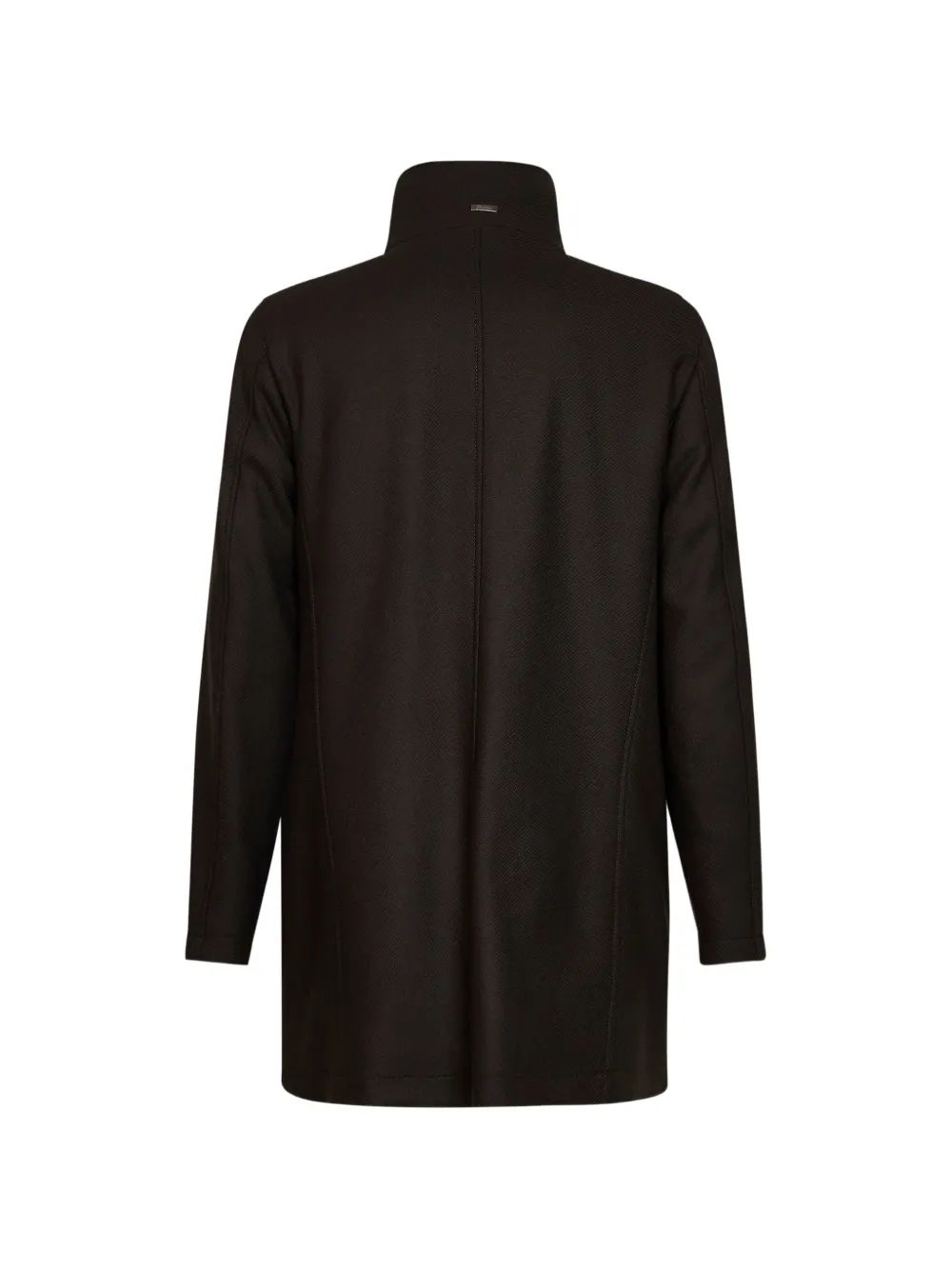 Herno faux-fur trim high-neck coat - Marrone