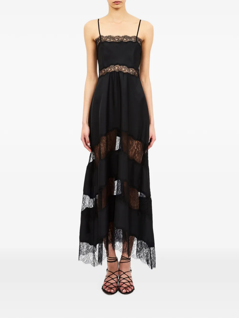 Ulla Johnson Coco lace-panelled asymmetric dress Zwart