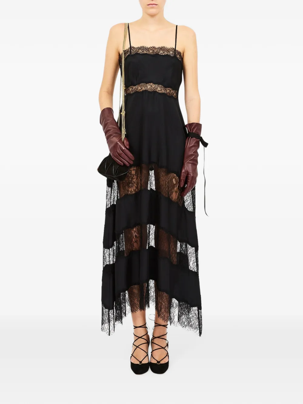 Ulla Johnson Coco lace-panelled asymmetric dress Zwart