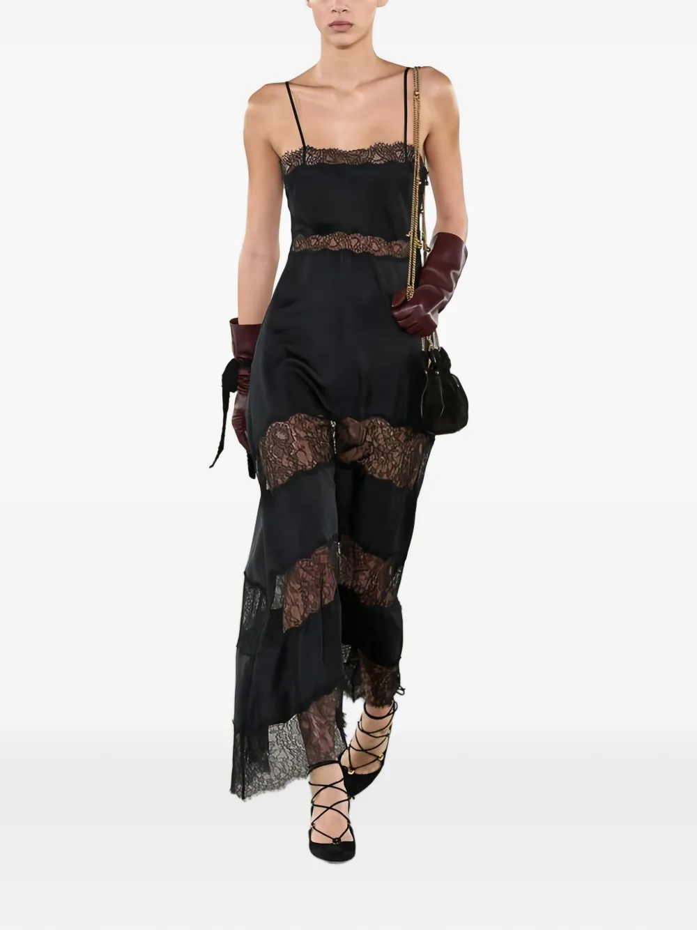 Ulla Johnson Coco lace-panelled asymmetric dress Zwart