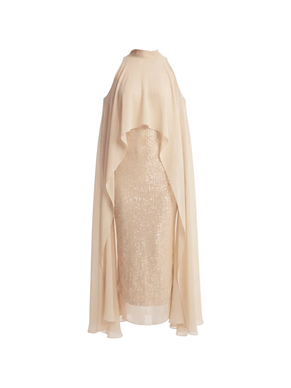 Irina Schrotter sequin-embellished cape-overlay midi dress