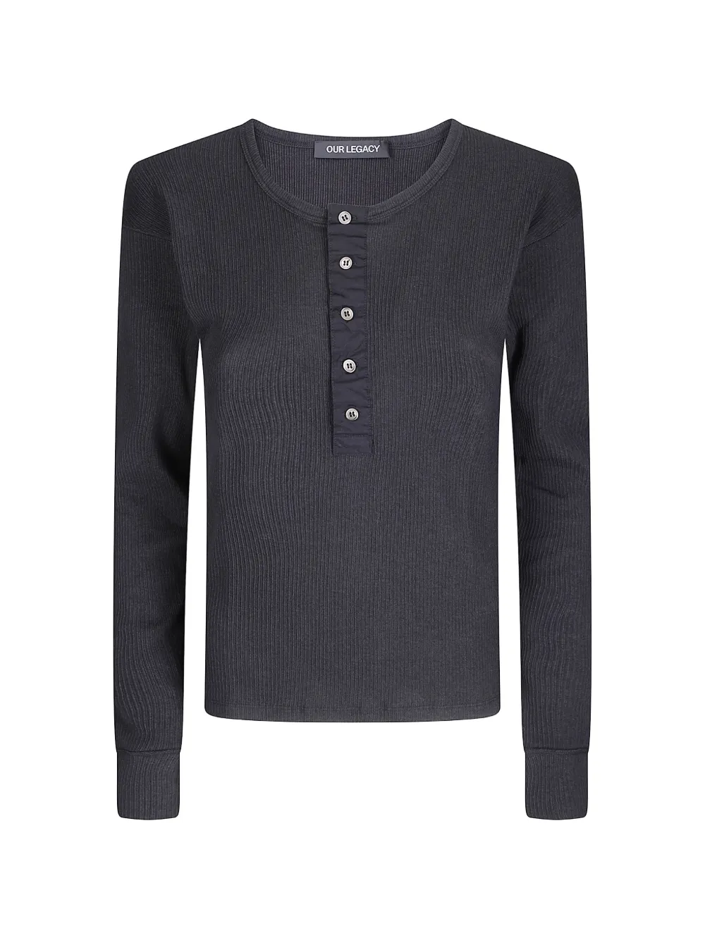 Our Legacy Gentle Henley Long-sleeve Top In Blue