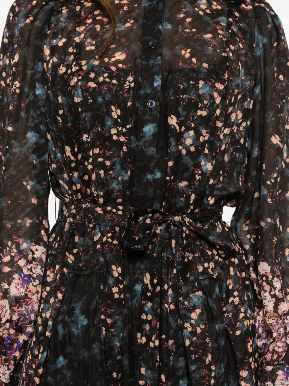 Ulla Johnson Tessa zijden midi-jurk met bloemenprint Zwart