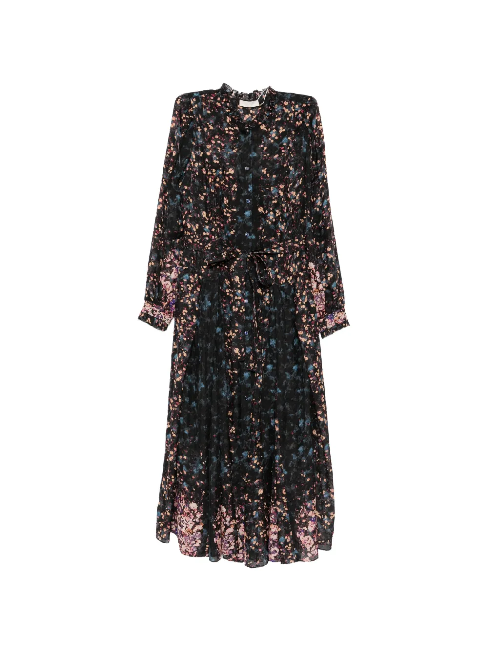 Ulla Johnson Tessa zijden midi-jurk met bloemenprint Zwart