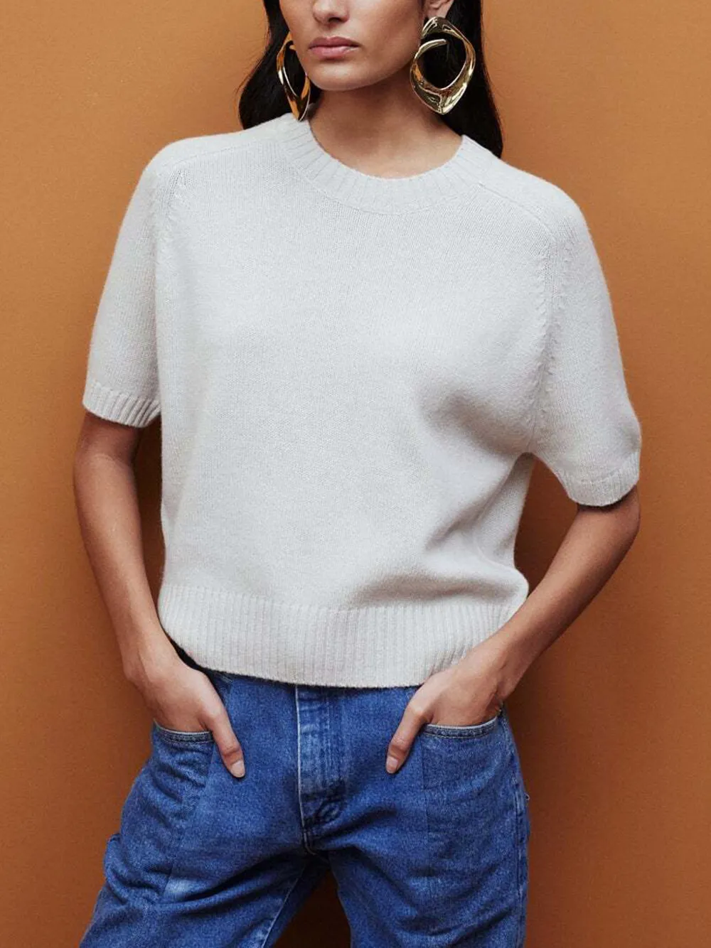 Allude Trui met ronde hals en korte mouwen Blauw