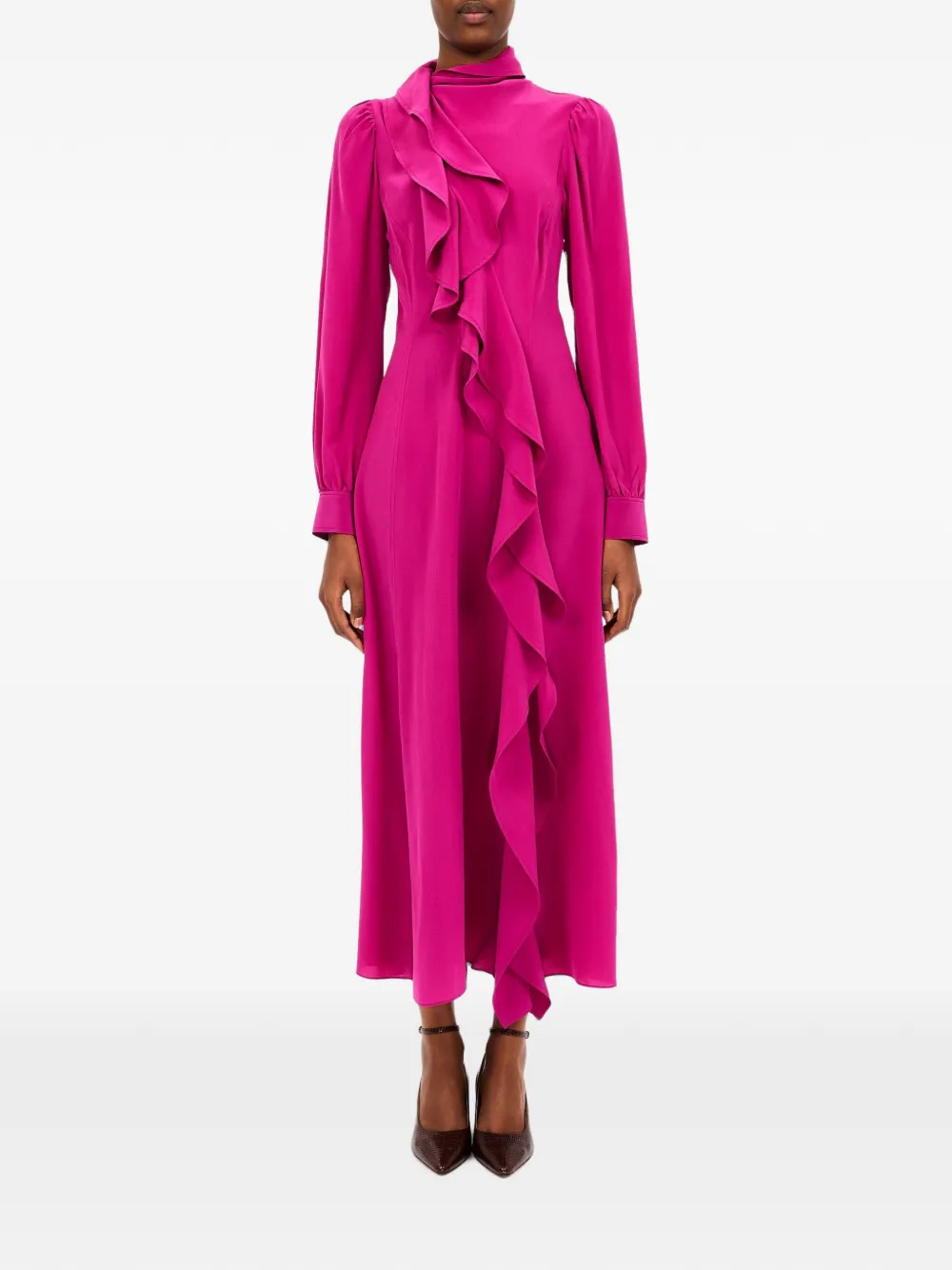 Ulla Johnson Sabrina midi-jurk met ruches Roze