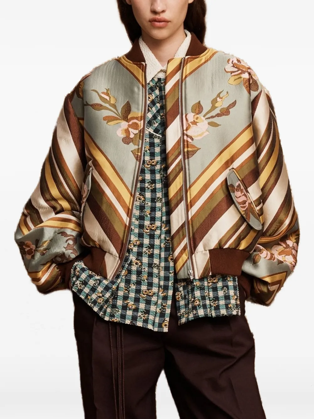 Alemais La Rosa Jacquard Bomber Jacket In Neutrals