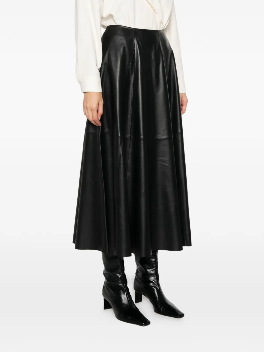 Arma panelled leather midi skirt Zwart