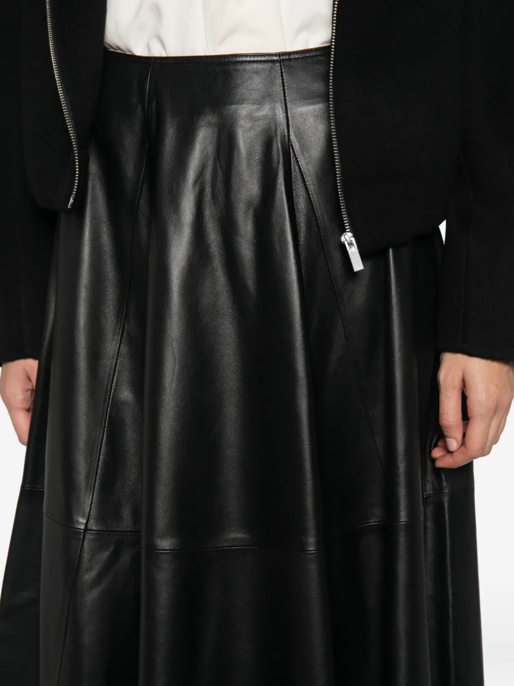 Arma panelled leather midi skirt Zwart