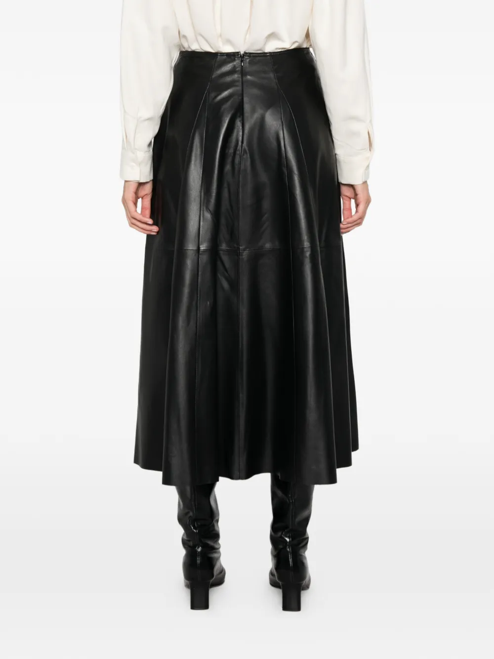 Arma panelled leather midi skirt Zwart
