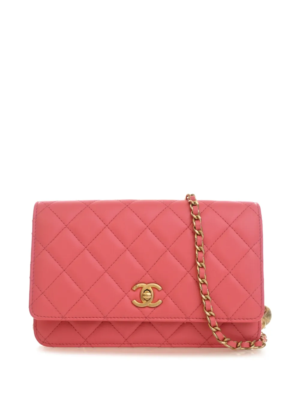 CHANEL Pre-Owned 2020 CC Quilted Lambskin Pearl Crush Wallet On Chain crossbody bag - Rosa