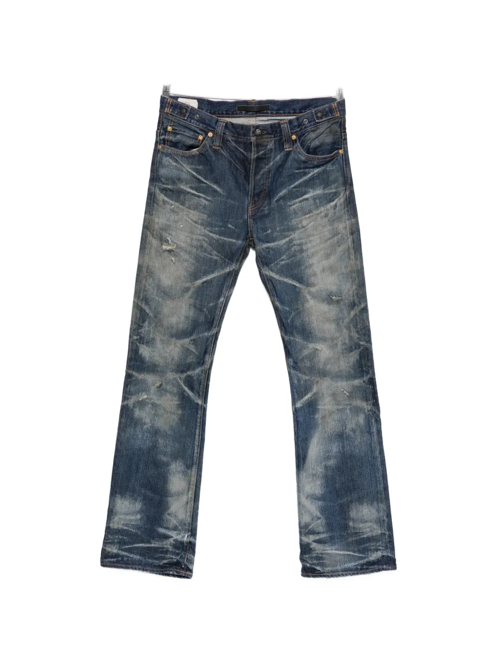 Mastercraft Union Faded Distressed Jeans In Blue