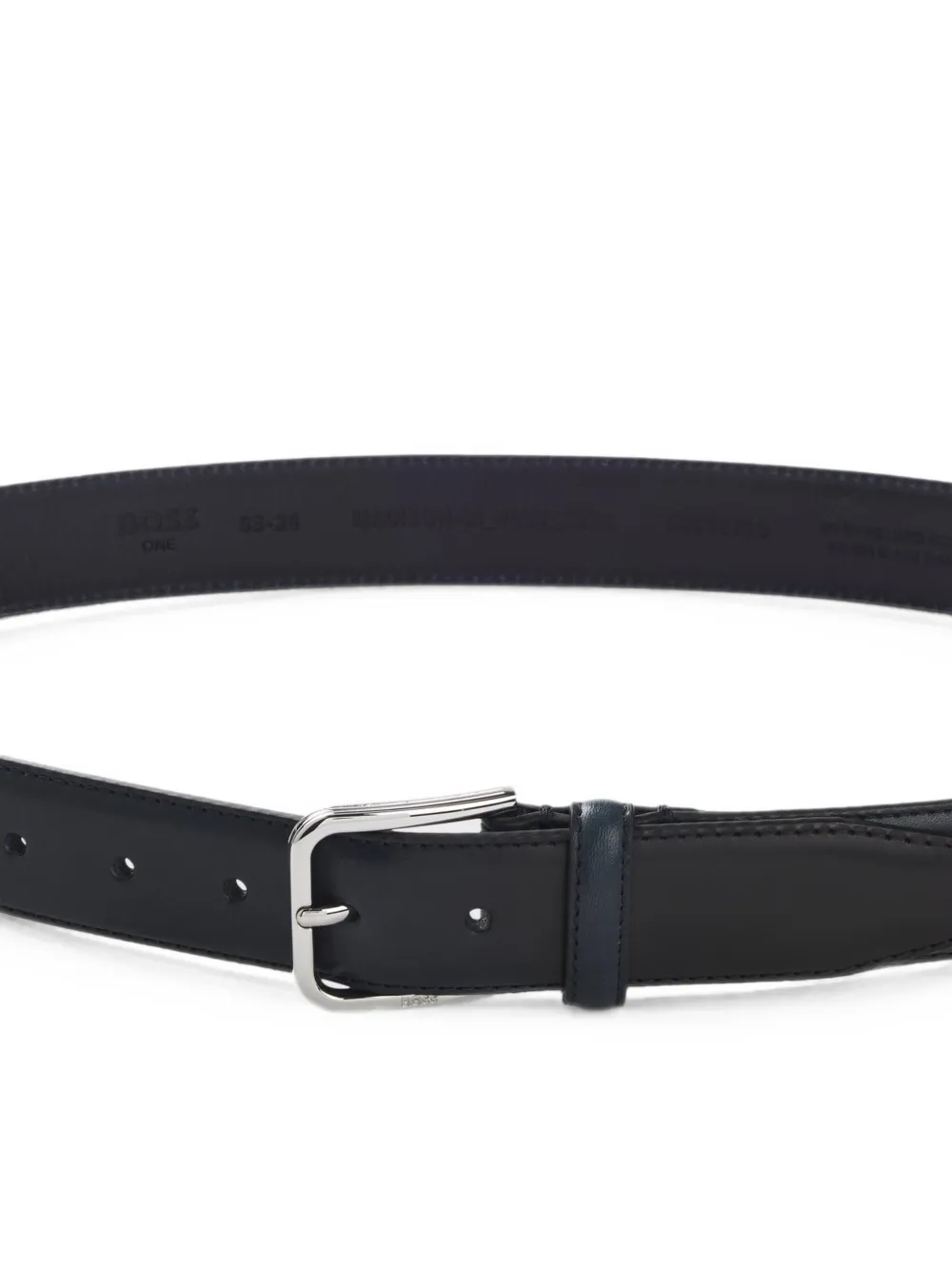 BOSS Leren riem met gepolijste zilveren gesp Blauw
