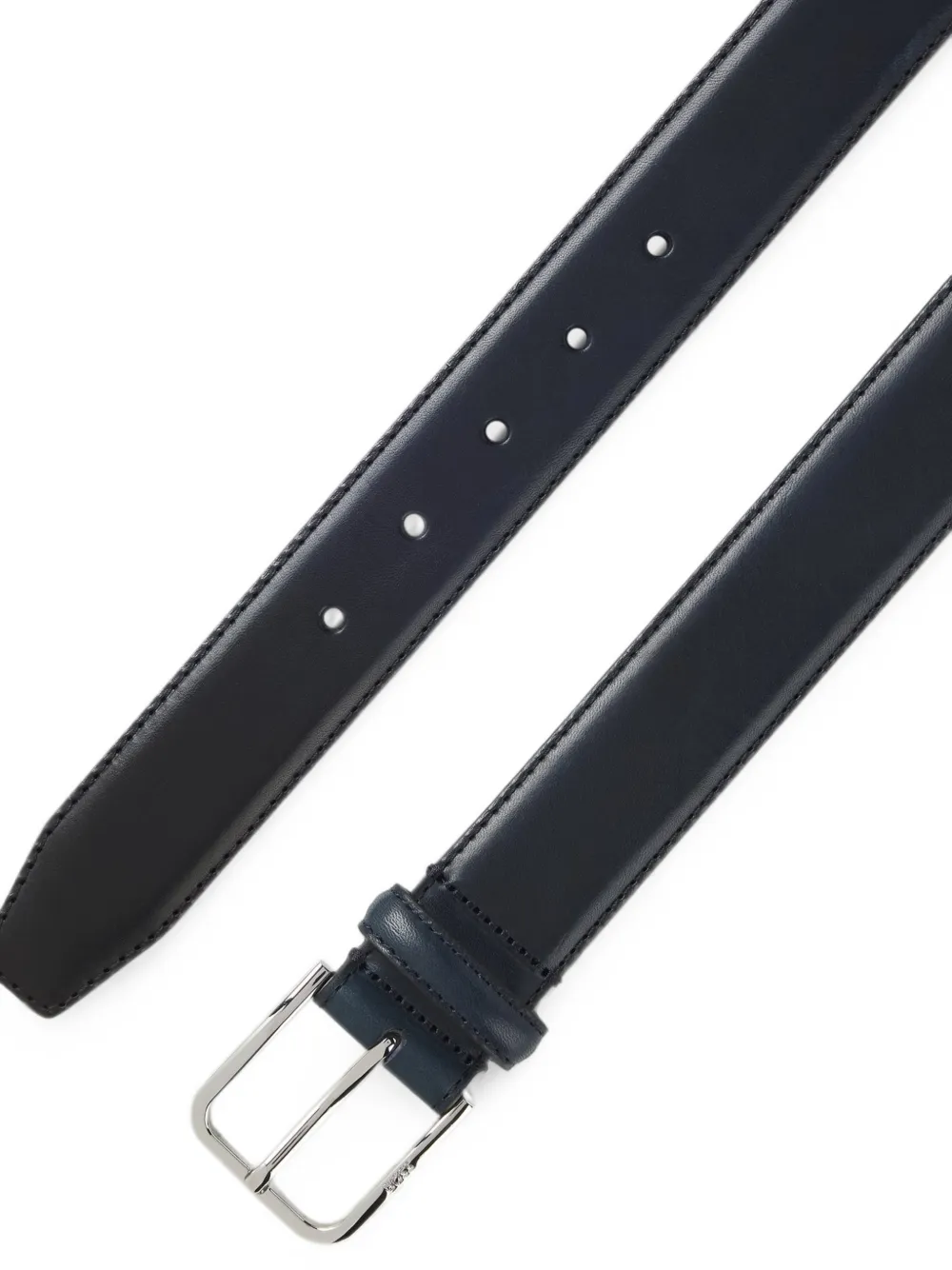 BOSS Leren riem met gepolijste zilveren gesp Blauw