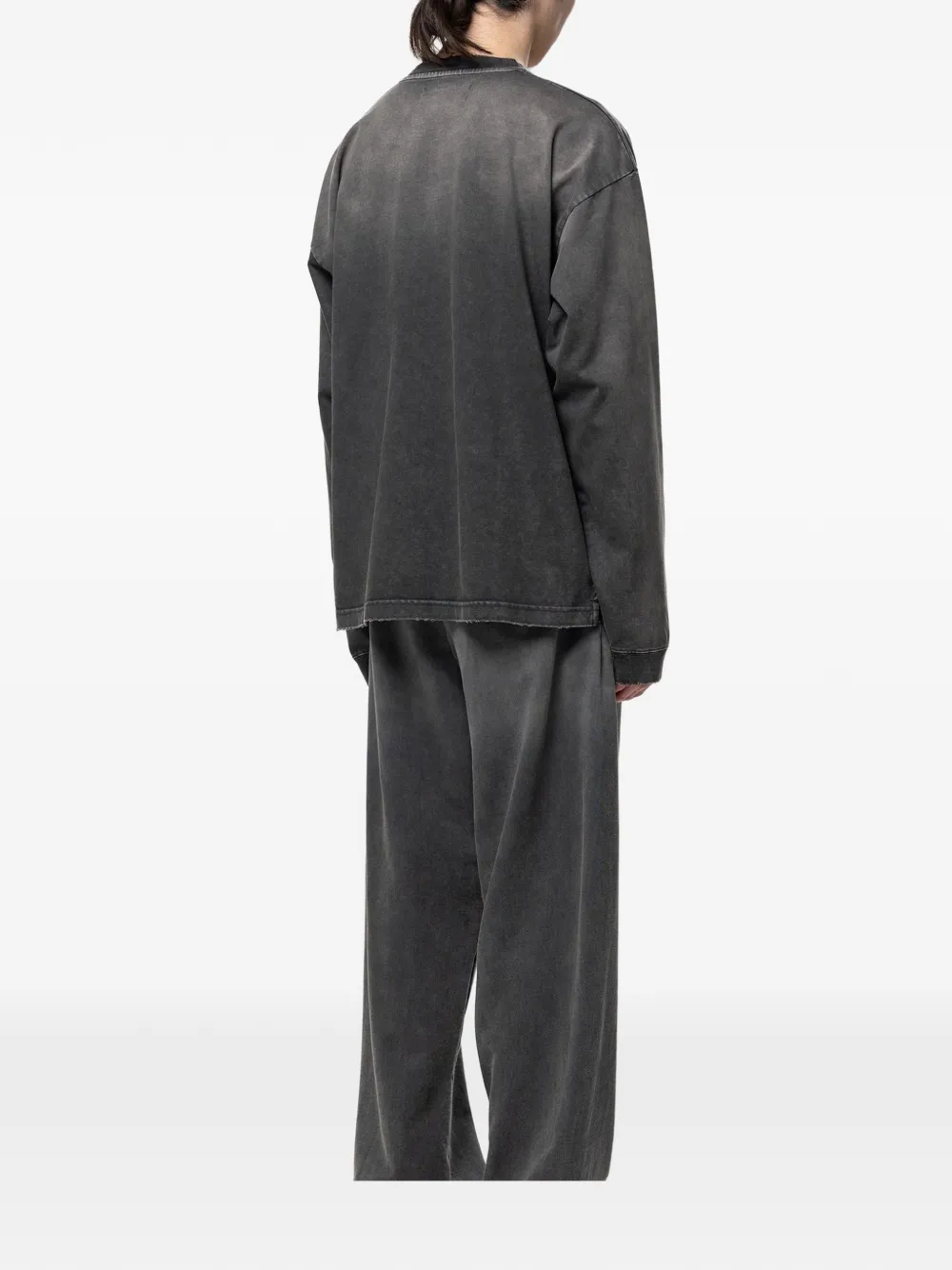 Maison MIHARA YASUHIRO Gerafeld T-shirt met lange mouwen en vervaagd effect Zwart