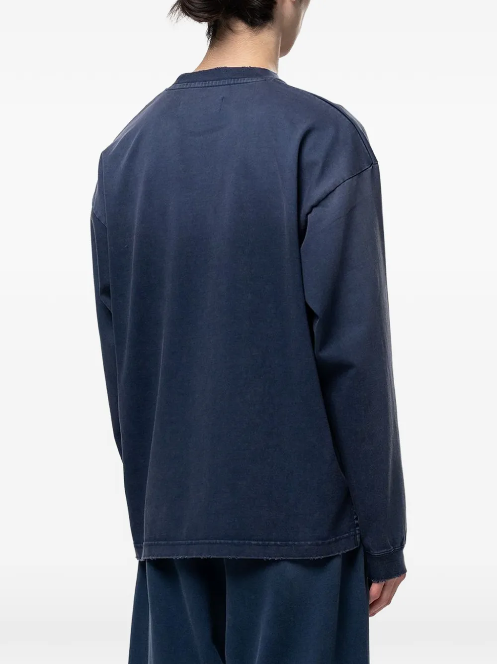 Maison MIHARA YASUHIRO Zon vervaagd als gerafeld T-shirt met lange mouwen Blauw
