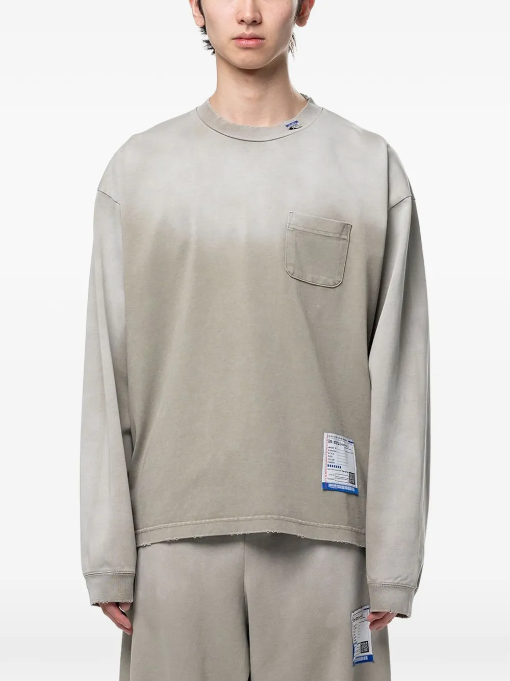 Maison MIHARA YASUHIRO sun faded like distressed long sleeve T-Shirt Beige