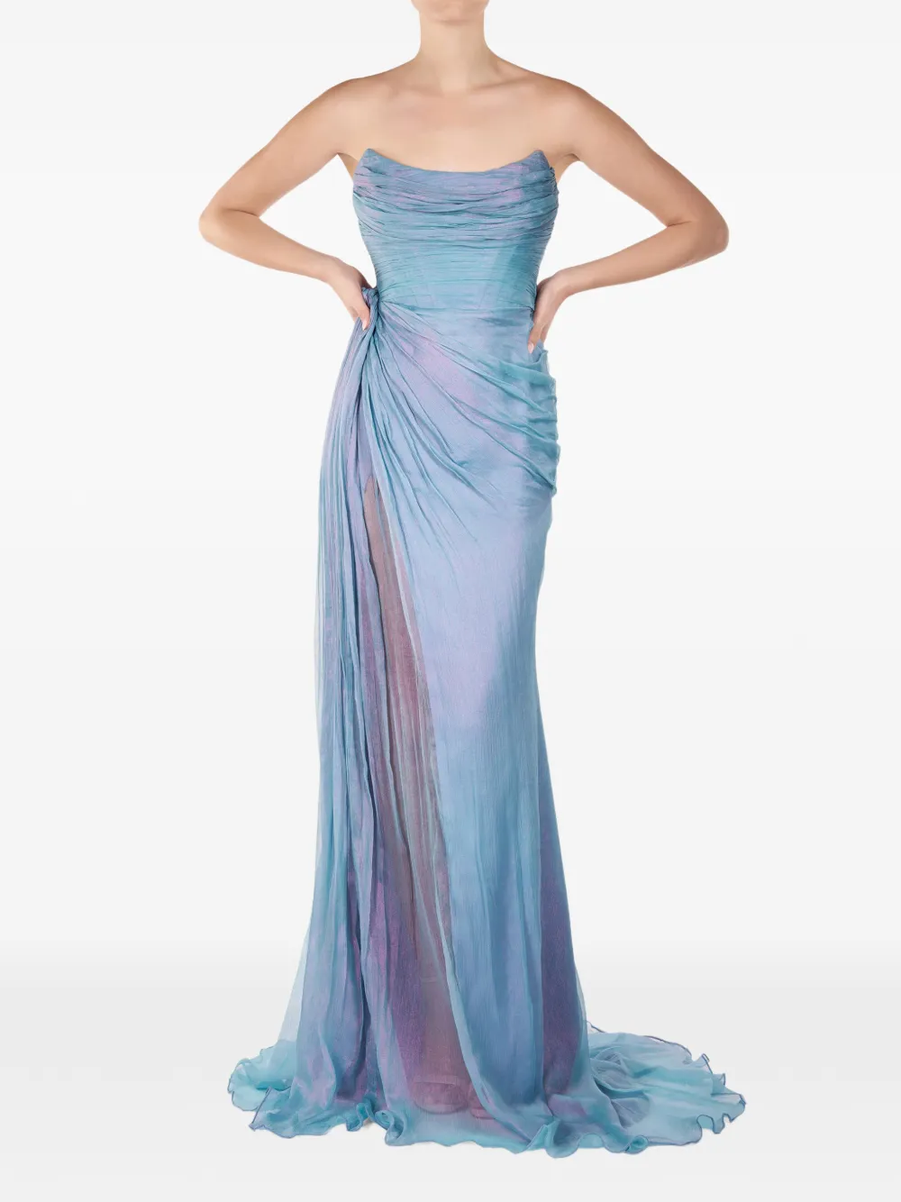 ANDREEA VENECIUC Ocean Glow strapless draped gown