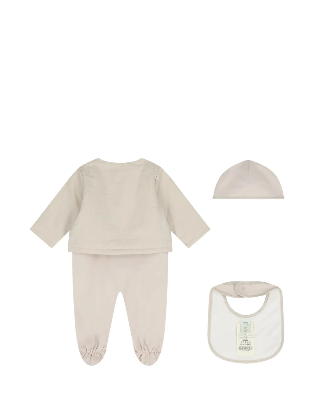 Fendi Kids FF logo-jacquard bib and beanie hat set Beige