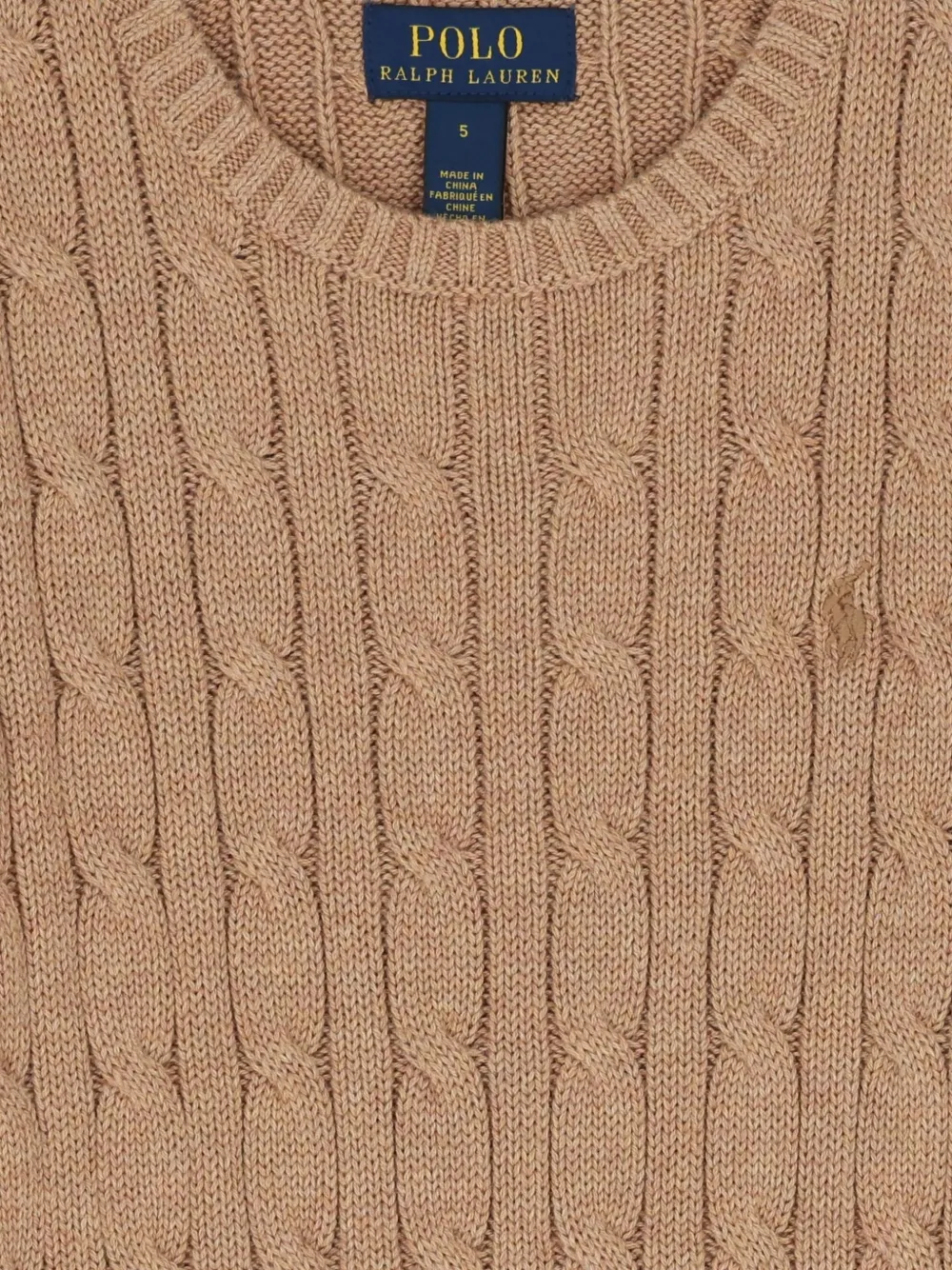 POLO RALPH LAUREN KIDS Kabelgebreide trui met geborduurd logo Beige
