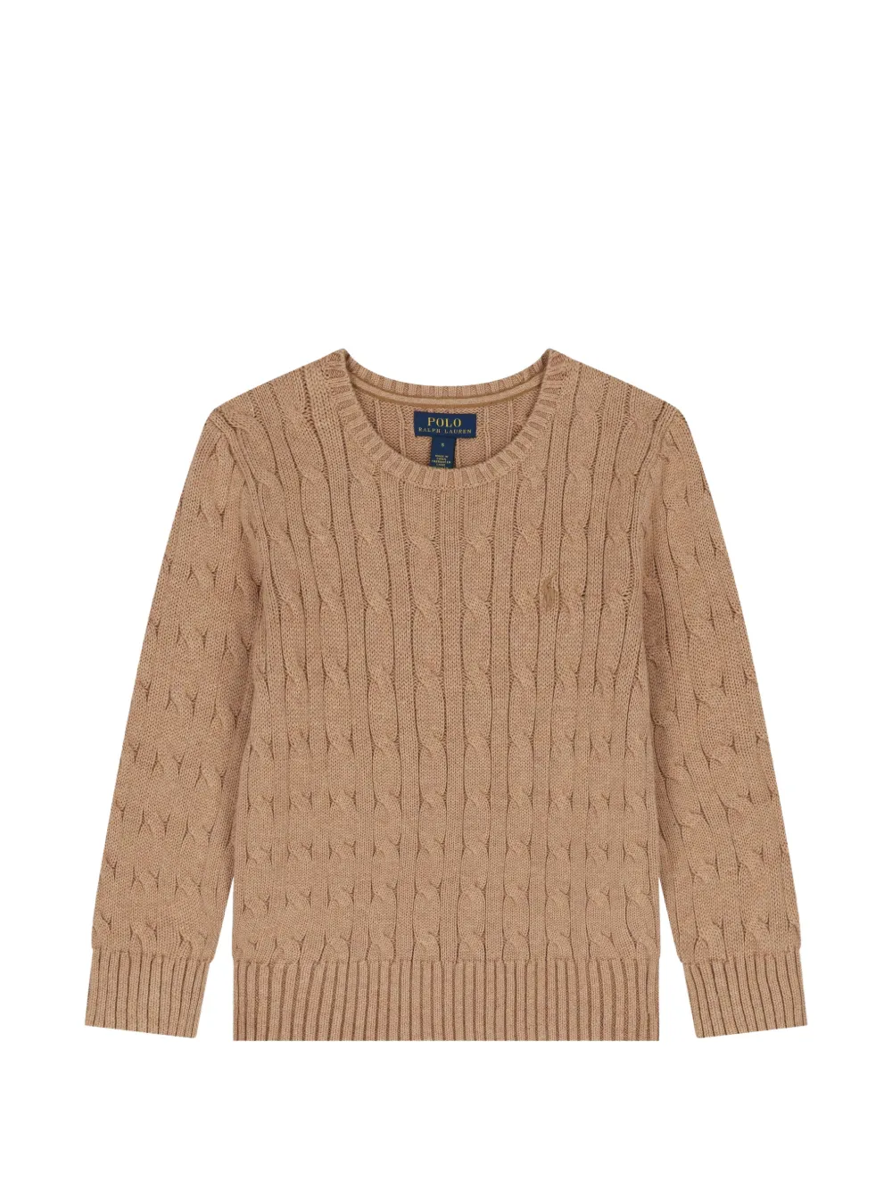 POLO RALPH LAUREN KIDS cable-knit embroidered-logo sweater - Toni neutri