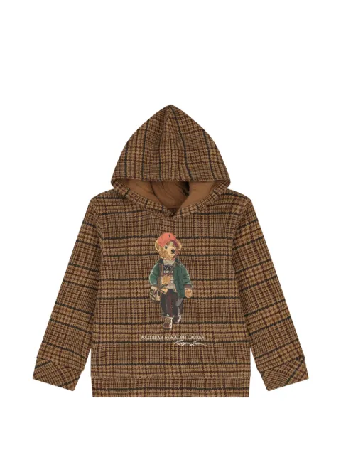 POLO RALPH LAUREN KIDS Polo Bear tweed-print hoodie