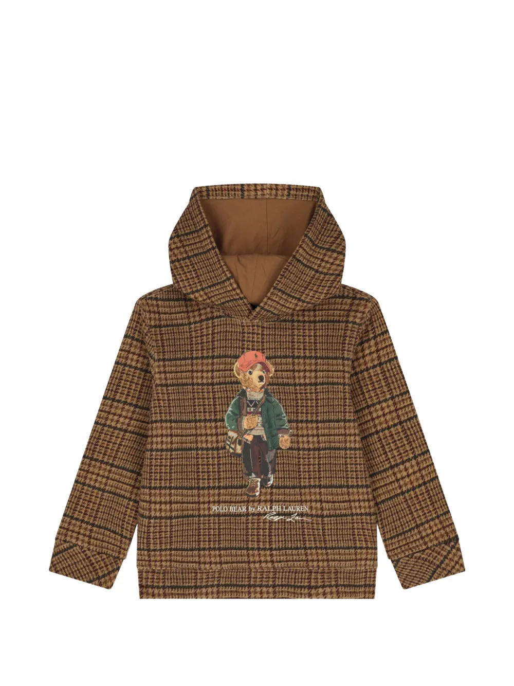 POLO RALPH LAUREN KIDS Polo Bear hoodie met tweed-print Bruin