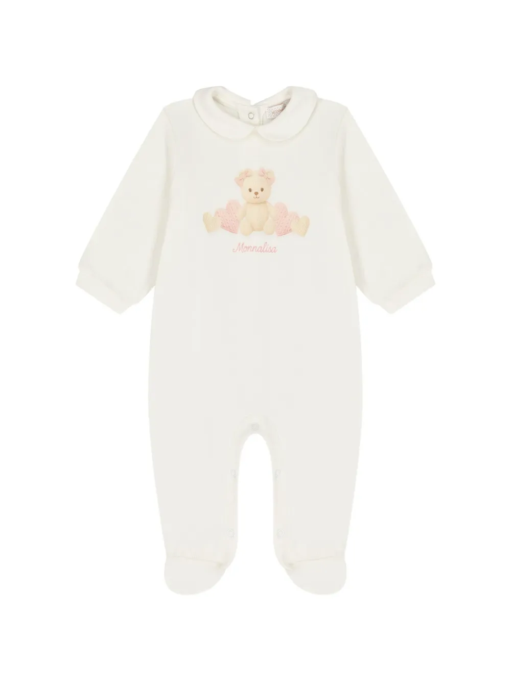 Monnalisa teddy-bear embroidery romper | Neutrals | Image 1