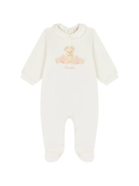 Monnalisa teddy-bear embroidery romper