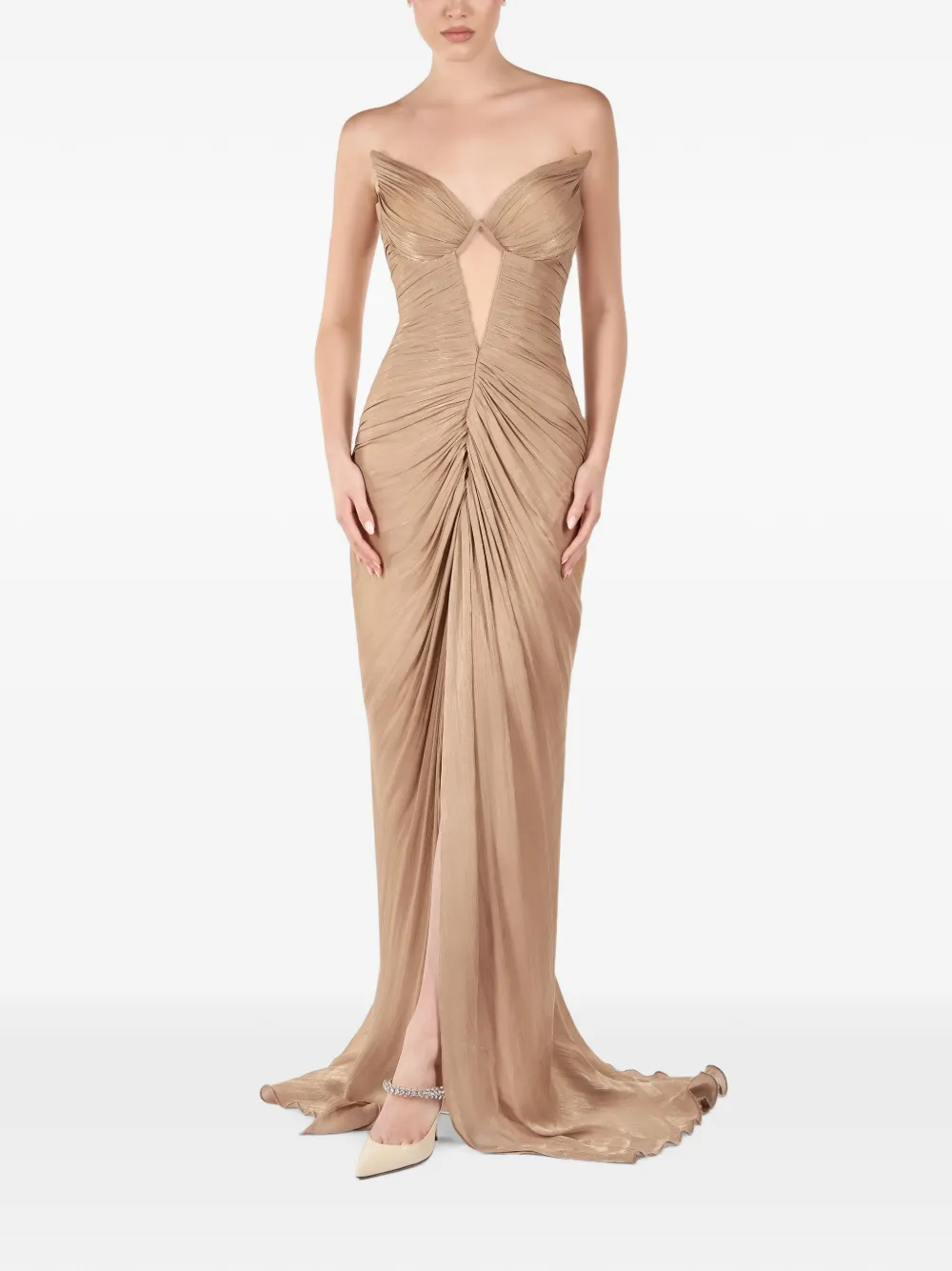ANDREEA VENECIUC Champagne Glow ruched strapless gown