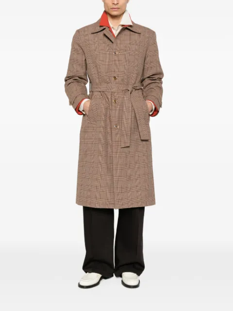 Drôle De Monsieur check-pattern belted coat