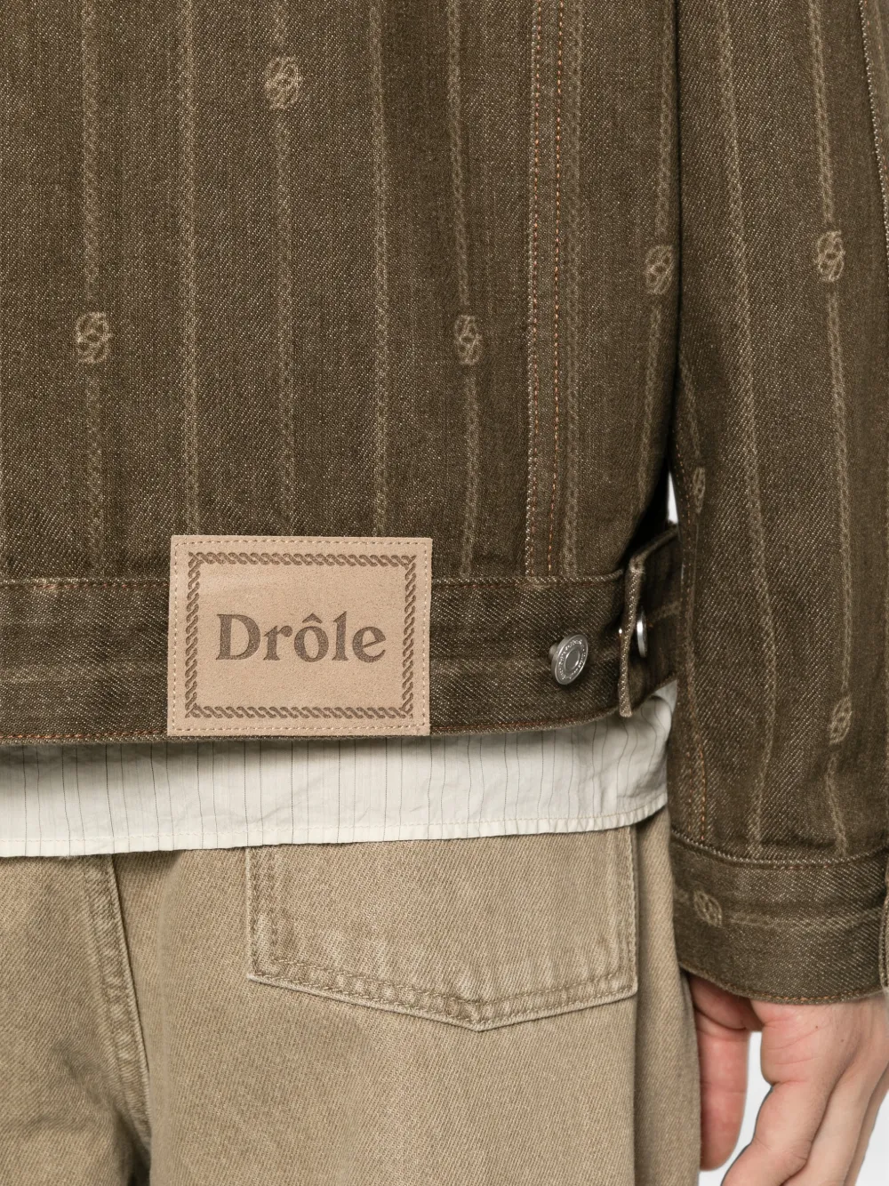 Drôle De Monsieur Denim jack met logo-monogram Bruin
