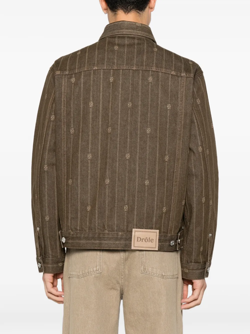 Drôle De Monsieur Denim jack met logo-monogram Bruin