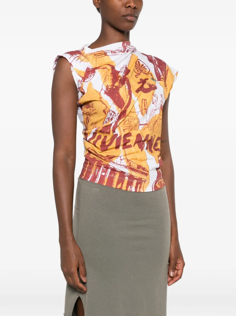 Vivienne Westwood Hebo graphic-print asymmetric tank top Wit