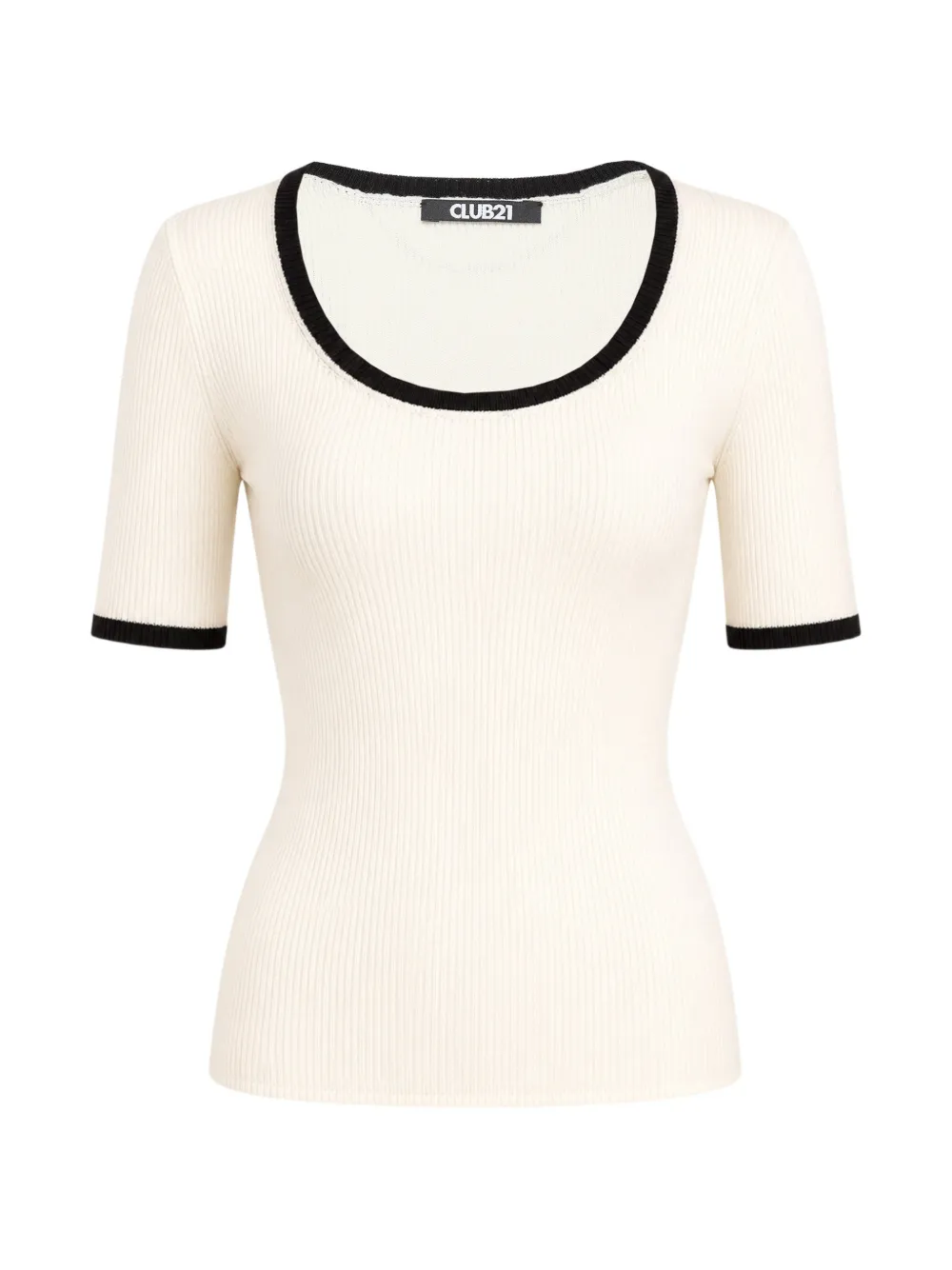 Club21 Collection Genevieve ribbed-knit short-sleeve top