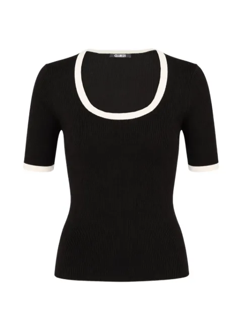 Club21 Collection Genevieve ribbed-knit contrast-trim blouse