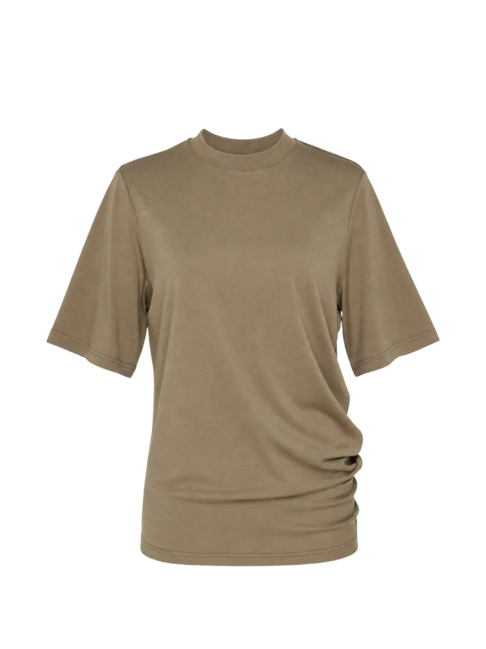 Club21 Collection Ruched Mock-neck T-shirt In 뉴트럴