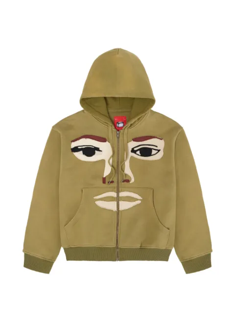 KidSuper hoodie con diseño patchwork de rostro y cierre