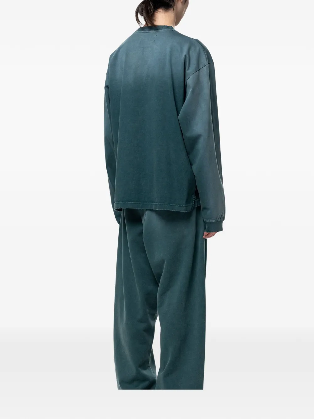 Maison MIHARA YASUHIRO Gerafeld T-shirt met lange mouwen en vervaagd effect Groen
