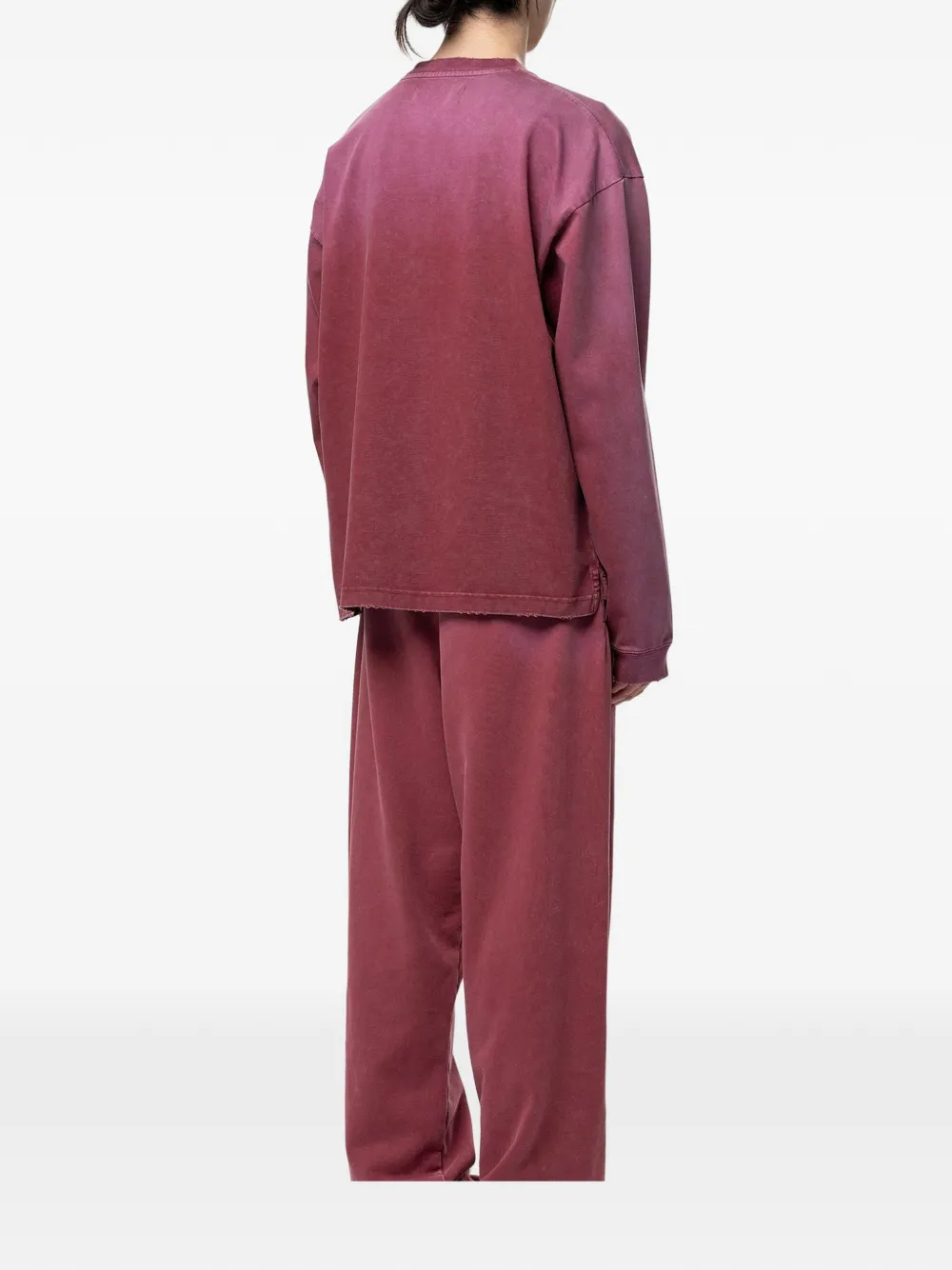 Maison MIHARA YASUHIRO Gerafeld T-shirt met lange mouwen en vervaagd effect Rood