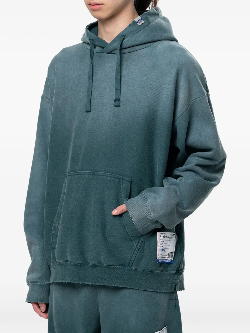 Maison MIHARA YASUHIRO Sun Faded Like gerafelde hoodie Groen