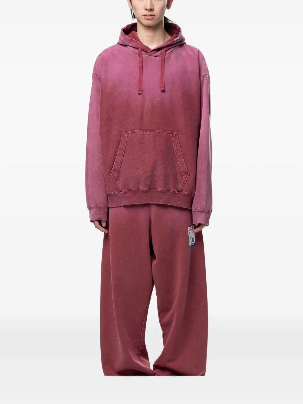 Maison MIHARA YASUHIRO Sun Faded Like gerafelde hoodie Rood