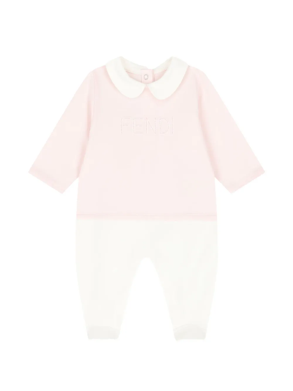Fendi Kids Driedelige babyset met kraag en geborduurd logo Roze