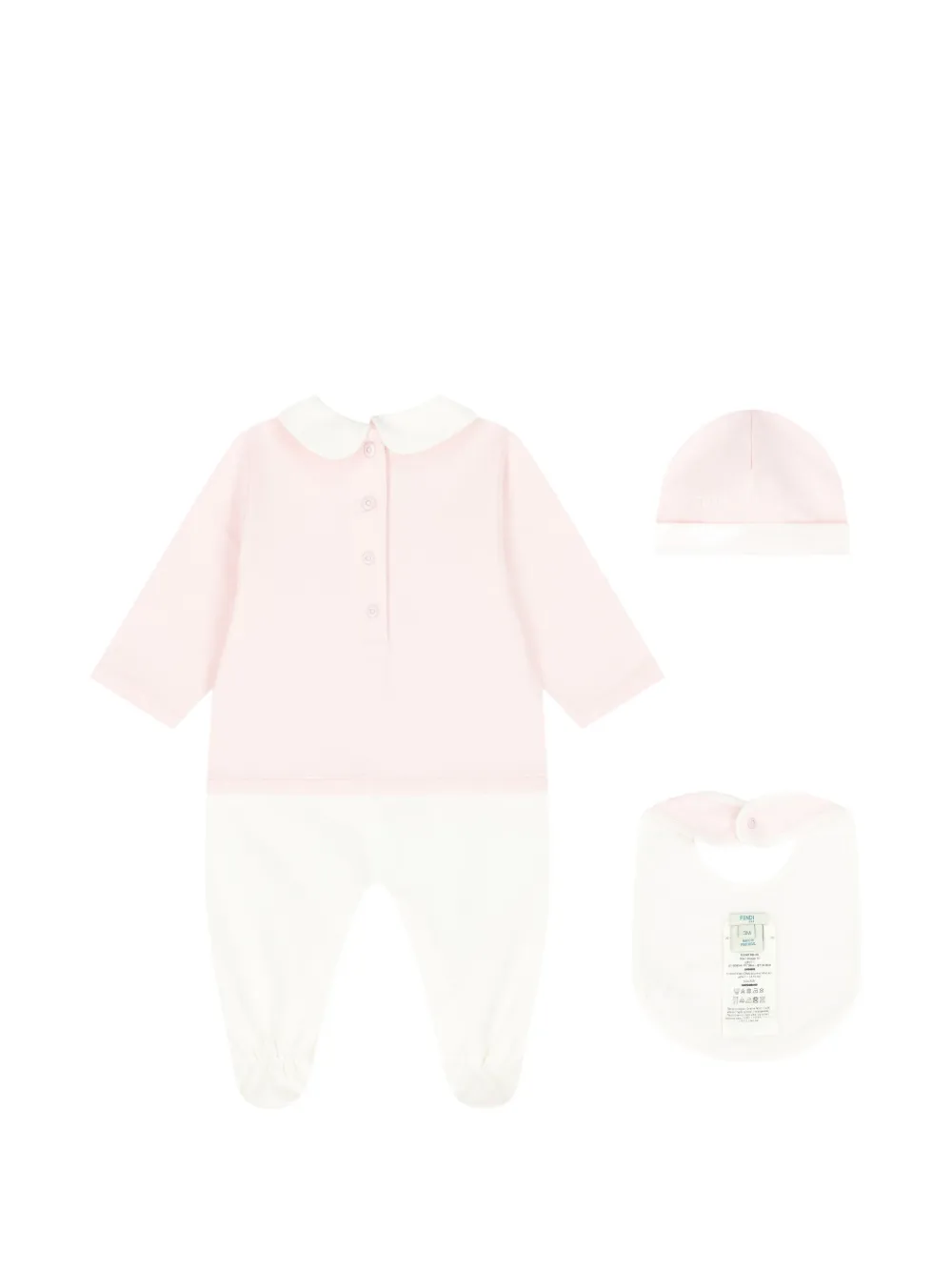 Fendi Kids Driedelige babyset met kraag en geborduurd logo Roze