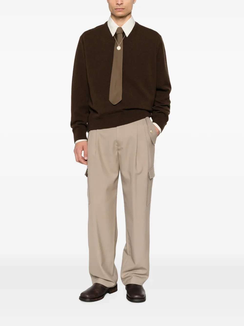 Drôle De Monsieur Geplooide cargo broek Beige