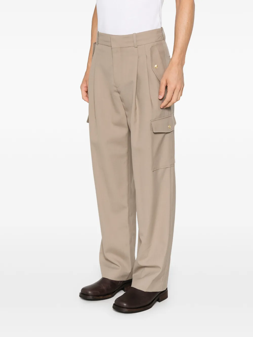 Drôle De Monsieur Geplooide cargo broek Beige