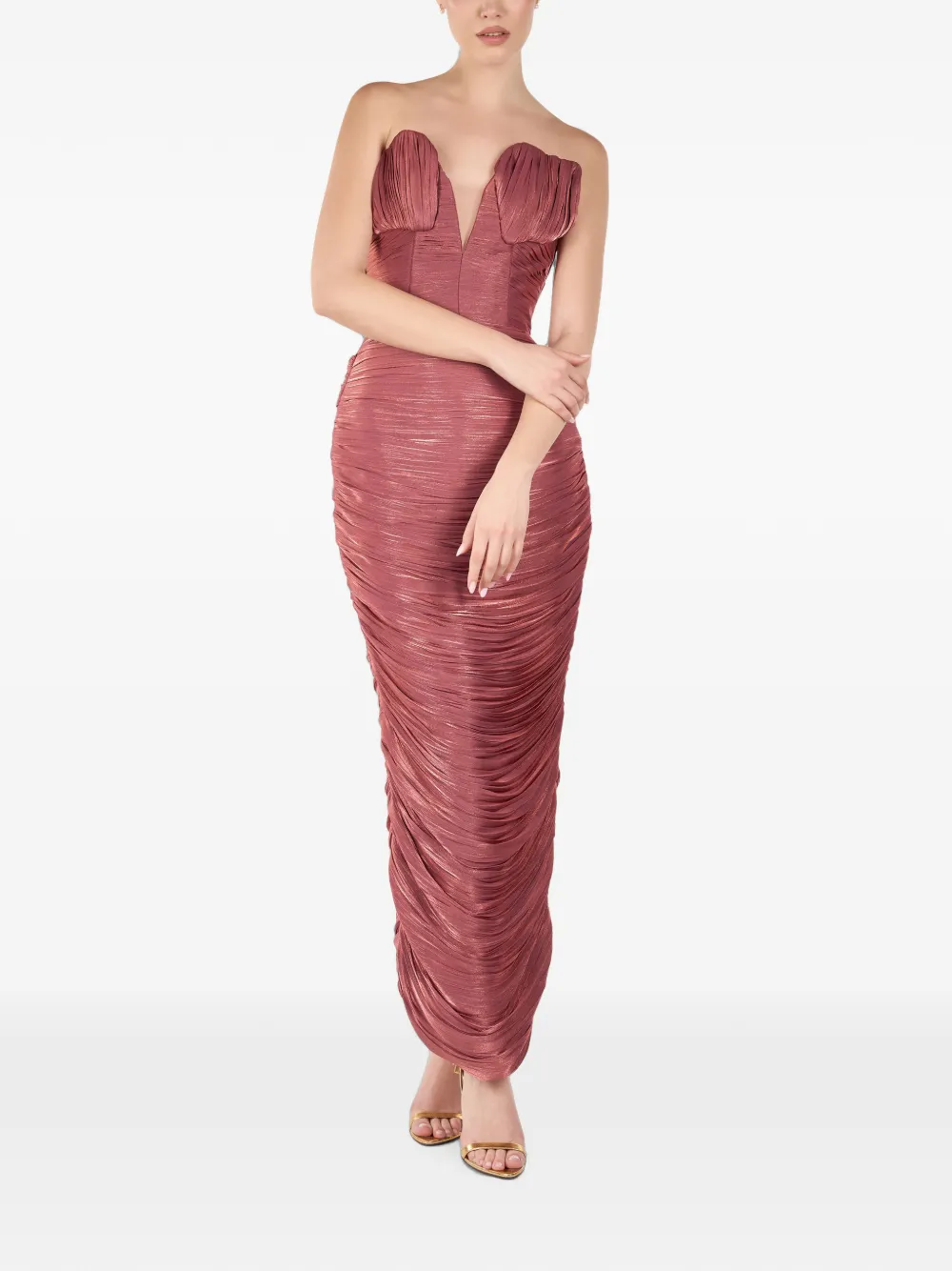 ANDREEA VENECIUC Rose ruched corset-style midi dress