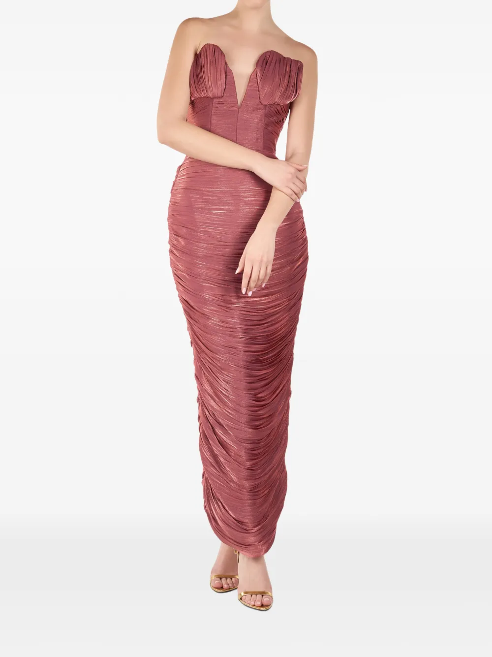ANDREEA VENECIUC Rose ruched corset-style midi dress