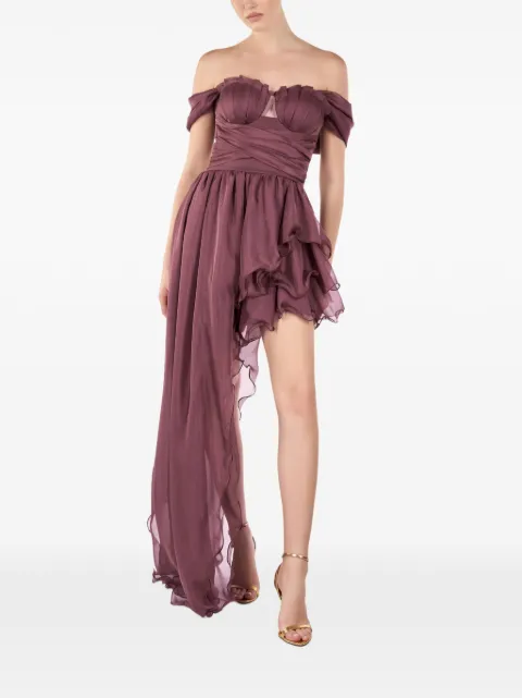 ANDREEA VENECIUC Mauve Elisee asymmetric ruffled mini dress